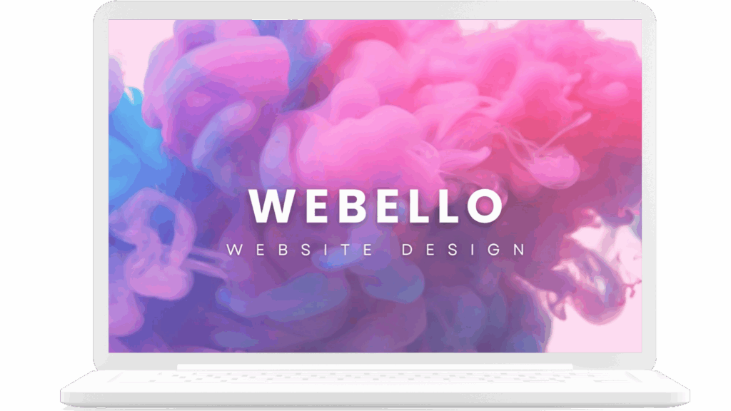Image of a laptop with Webello company name on it